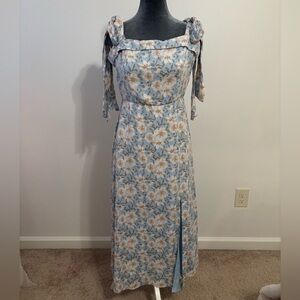 Trixxi Light Blue Floral Tie-Shoulder Maxi Dress